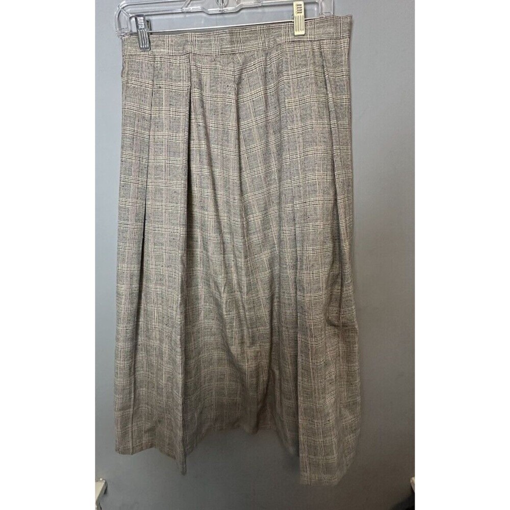 VTG Size 12 Skirt, red, white, black plaid, 33 inch long, academia, handmade
